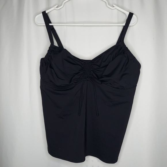 Lands End Tankini Swim Top 18DDD Black Ruched Empire Underwire Bra Adjustable - Picture 8 of 8
